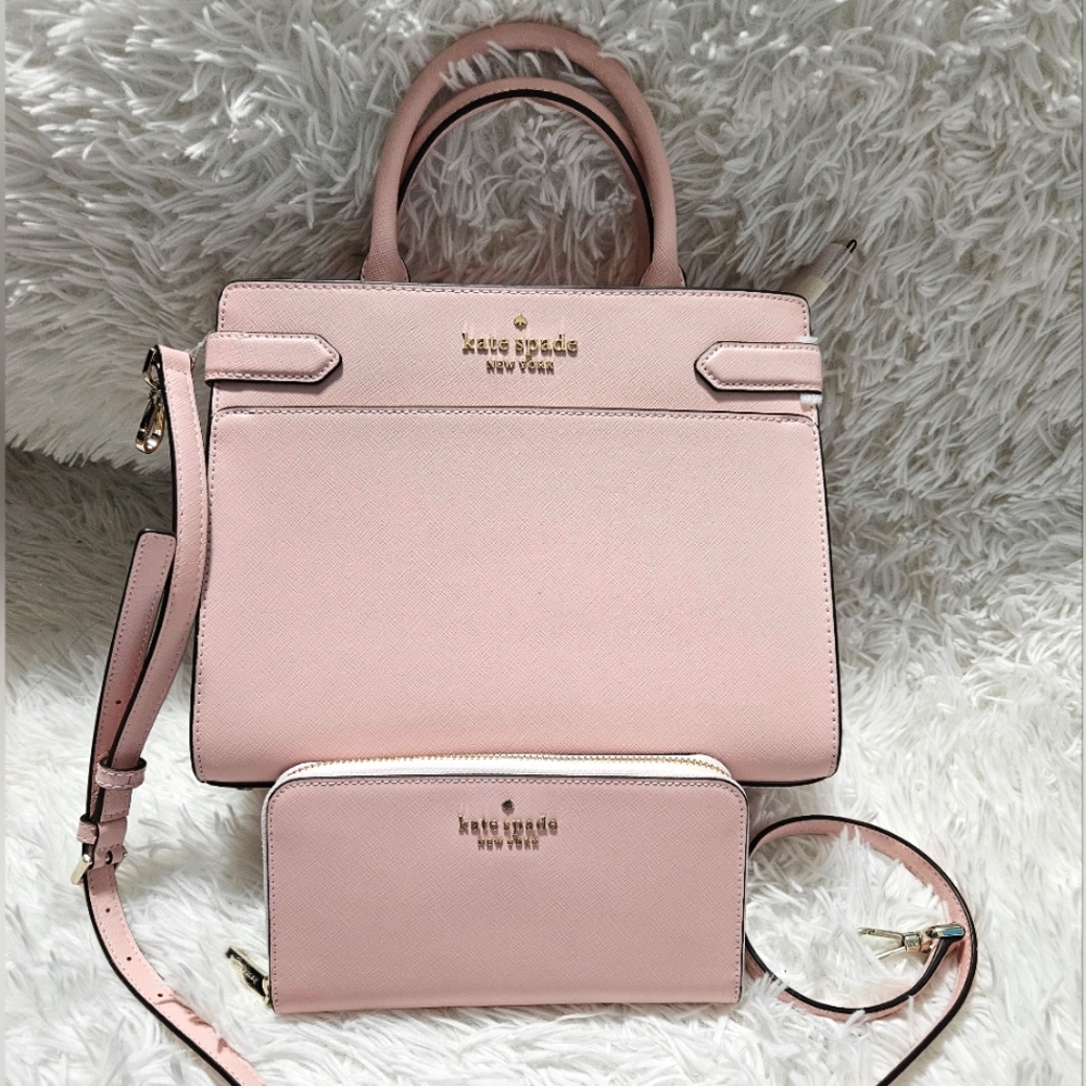 Kate Spade Staci Medium Satchel Bundle in Chalk Pink